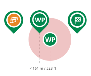 Physical waypoint of a Multi-Cache placed less than 161 m/528 ft from the physical waypoint of a different geocache.